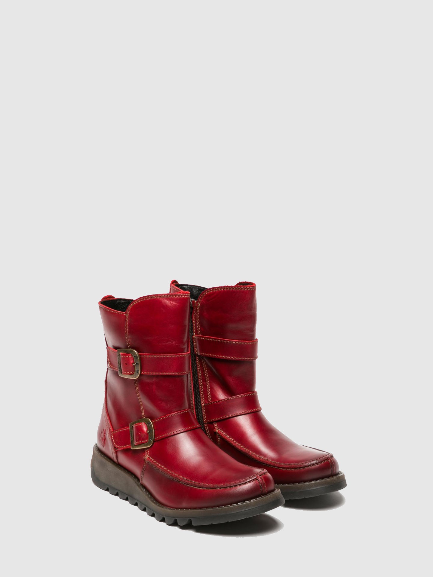 Fly London Red Zip Up Ankle Boots